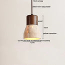 DecorBites™ LED Pendant Light Fixture Modern Wood Canopy Yellow Travertine Luminaire