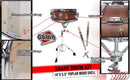 GRIFFIN Snare Drum Package with Snare Stand, 2 Pairs of Drum Sticks & Drum Key | Snare Kit with Poplar Wood Shell 14" x 5.5" with Flat Hickory PVC | 8 Metal Tuning Lugs & Snare Strainer Throw Off