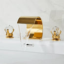 DecorBites™ Gold Crystal Handle Bathroom Faucet - Widespread Brass Sink Tap