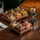 DecorBites™ Light Luxury Glass Fruit Plate with Bamboo Wood Compartment