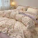 DecorBites™ Korean Princess Style Floral Lace Ruffles Bedding Set with Pillowcase