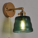 DecorBites™ Clear Glass LED Wall Lights Brass E27 Pull Chain Switch Bedside Lamp