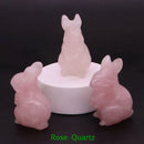 1.5" Elf Rabbit Natural Crystal Amethyst Quartz Agate Bunny Animal Craft Figurines Stone Carving Healing Reiki Home Decor Gift