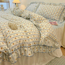 DecorBites™ Korean Princess Floral Print Bedding Set in Washed Cotton for Girls
