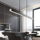 DecorBites™ LED Linear Pendant Light - White Black Wood Finish - Long Hanging Office Fixture