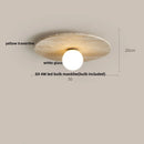 DecorBites™ Acrylic LED Ceiling Lamp Yellow Travertine Wood Canopy Wabi Sabi Style
