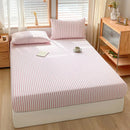 DecorBites™ Cotton Stripe Fitted Sheet- Single Cozy Mattress Cover with Elastic Band
