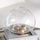 DecorBites™ Geometric Golden Ball Glass Vase for Floral Arrangements and Home Decor