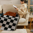 DecorBites™ Cozy Plaid Wool Blend Crochet Checkerboard Blanket