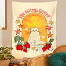 DecorBites™ Cute Cat Star Strawberry Tapestry Wall Hanging for Boho Home Decor