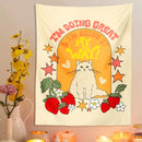 DecorBites™ Cute Cat Star Strawberry Tapestry Wall Hanging for Boho Home Decor