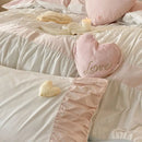 DecorBites™ Heart-shaped Washed Cotton Bedding Set - Duvet Cover, Bed Sheet, Pillowcases