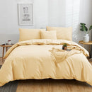 DecorBites™ Cotton 4pcs Bedding Set Double Queen Solid Color Duvet Cover Flat Bed Sheet