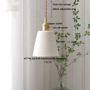 DecorBites™ Brown Wood LED Pendant Light - Nordic Modern White Ceramic Hanging Lamp
