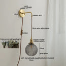 DecorBites™ Glass Copper LED Wall Lights with Knob Switch, Modern Bedside Lamp