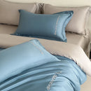DecorBites™ Cotton Solid Color Bedding Set, Premium Quality Embroidery Quilt Cover, Single Bed.