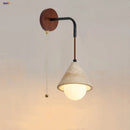 DecorBites™ LED White Glass Wall Light Fixture Modern Pull Chain Switch Bedside Sconce