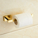 DecorBites™ Gold Brass Bathroom Hardware 4-Piece Set: Towel Bar, Towel Ring, Toilet Paper Holder, Robe Hook