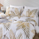 DecorBites™ Gold Print Queen Duvet Set with 2 Pillowcases - Soft & Stylish Bedding Solution