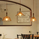 DecorBites™ Cracked Glass Copper Wooden Pendant Light for Home Indoor Living Room