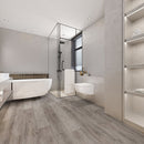 SPC Vinyl Rigid Core 7" Width 60" RL, 6mm Thick, 1.5mm IXPE Select Chrome, Amare Floors - Mazzia Collection bath view 3