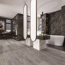 SPC Vinyl Rigid Core 7" Width 60" RL, 6mm Thick, 1.5mm IXPE Select Chrome, Amare Floors - Mazzia Collection bath view