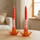 Set of 2 Tapered Candle in Red Pink  | Aesthetic Unscented Table Decor Candlesticks | Gift for Her