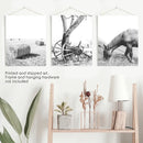 Black White Farm House Wall Décor. Horse, Hay Bales