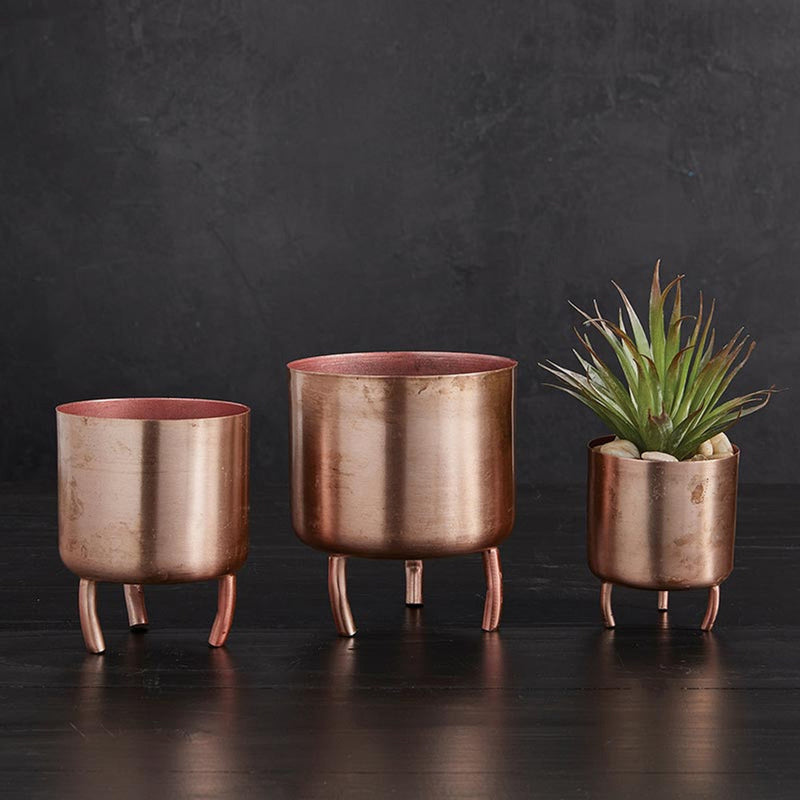 small rose gold plant pots Set of 3 Small Rose Gold Pots