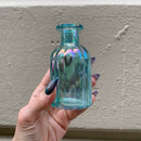 Set of 4 Blue Iridescent Glass Mini Bud Vases