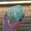 Set of 6 Fancy Another Roly Poly Blue Tinted Glass  | 13 oz.