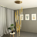 DecorBites™ Crystal Led Chandelier for Modern Loft Living Room Staircase, Gold Art Deco Hanging Lamp