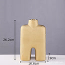 DecorBites™ Gold Ceramic Vase Desk Decor Artificial Flower Arrangement Aesthetic Room Vase