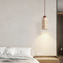 DecorBites™ Japanese Stone LED Pendant Lamps Yellow Travertine Wabi Sabi Hanging Light