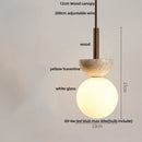 DecorBites™ LED Knob Switch Pendant Lamp Yellow Travertine Copper Wabi Sabi Hanging Lights