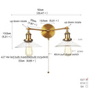 DecorBites™ Glass 2-Light Wall Sconce with Pull Chain Switch for Bedroom and Bathroom