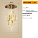 DecorBites™ Gold Chrome Steel Crystal Pendant Lights with Dimmable LED for Villa Stair