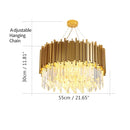 DecorBites™ Golden Stainless Steel Crystal Chandelier: Modern Round LED Light for Dining Room