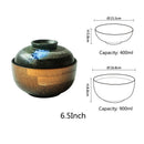 DecorBites™ Japanese Ceramic Ramen Bowl Set - Noodle Soup & Rice Bowl with Lid