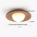 DecorBites™ Acrylic LED Ceiling Lamp Yellow Travertine Wood Canopy Wabi Sabi Style