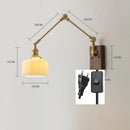 DecorBites™ Copper Swing Arm LED Wall Sconce Pull Chain Switch Rotate Walnut Canopy