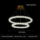DecorBites™ Crystal Flower LED Chandelier: Modern Luxury Round Ring Pendant Light for Dining & Living Room