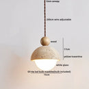 DecorBites™ Globe LED Pendant Light Yellow Travertine Stone White Glass Adjust Hang Lamp