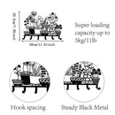 Metal Holder Black Flower Vase Key Holder Coat Hanger 6 Hooks Coat Rack Modern Wall Hangings Entryway Coat Rack Kitchen Holder
