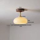 Flower shaped led glass wood ceiling lamp bedroom brass light