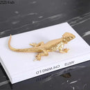 DecorBites™ Golden Lizard Sculpture: Modern Metal Desk Ornament & Room Decor Artwork