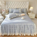 DecorBites™ Cotton Lace Princess Bed Sheet Set with Solid Color Bedspread