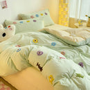 Pastel green cartoon towel embroidery bedding set bedroom decor