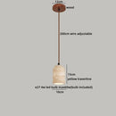 DecorBites™ Globe LED Pendant Light Yellow Travertine Stone White Glass Adjust Hang Lamp