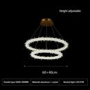 DecorBites™ Crystal Flower LED Chandelier: Modern Luxury Round Ring Pendant Light for Dining & Living Room